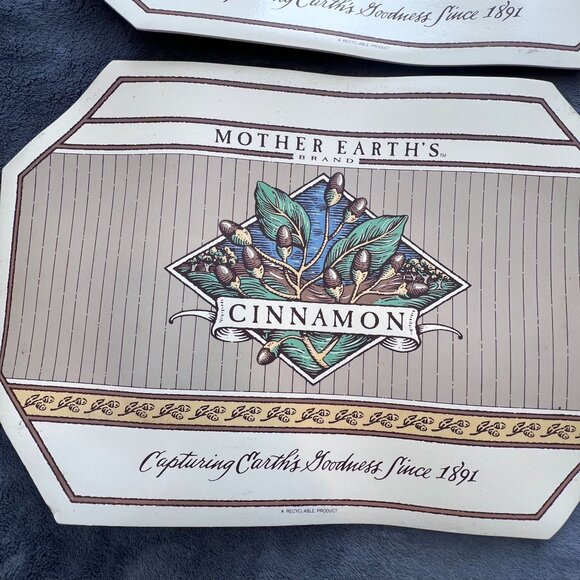 Vintage Rubber Foam Backing Set Of 4 Mother Earths Brand Cinnamon Placemats - Picture 6 of 10